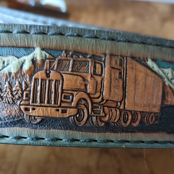 Brazos Joe Belt CO Trucker Rustic Leather Belt 41-44" 58774 Unique Gift - Picture 6 of 10